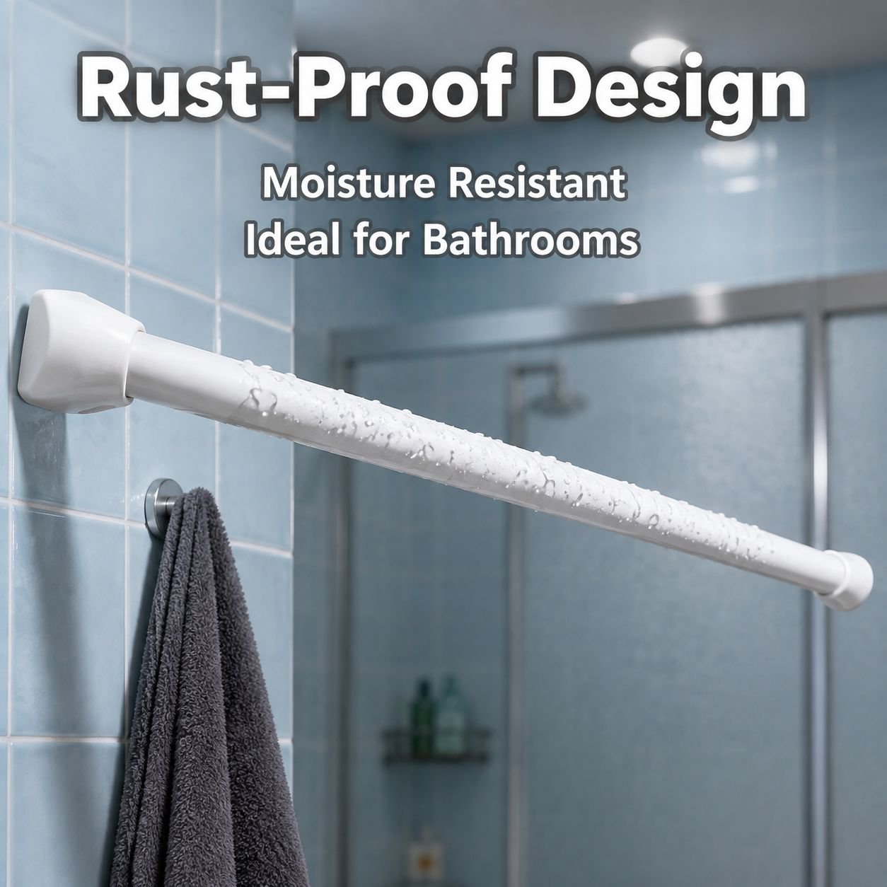 Thickened, drill-free fixed clothes drying rod and wardrobe support rod