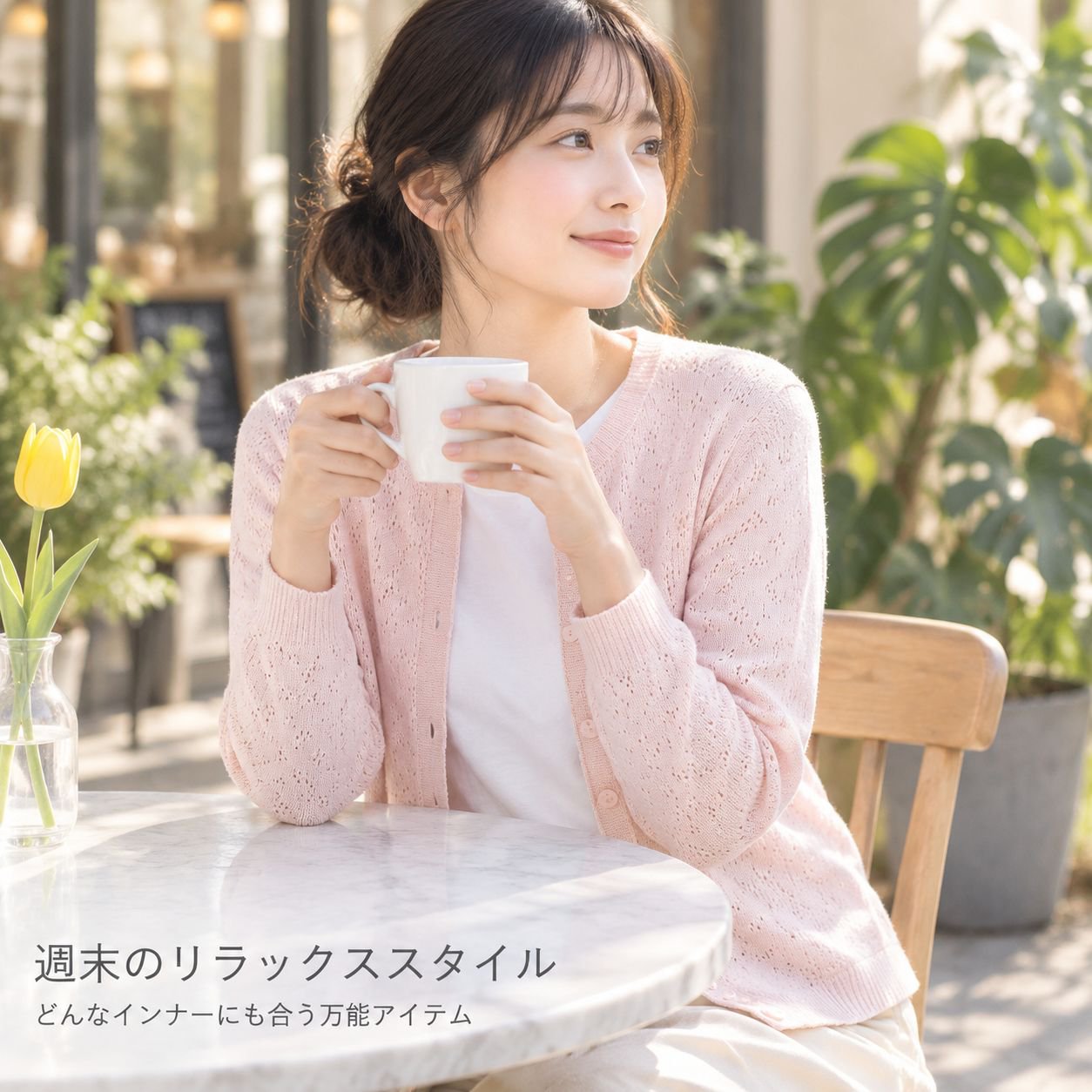 女性用 軽量ソフトフィット長袖ニットカーディガン