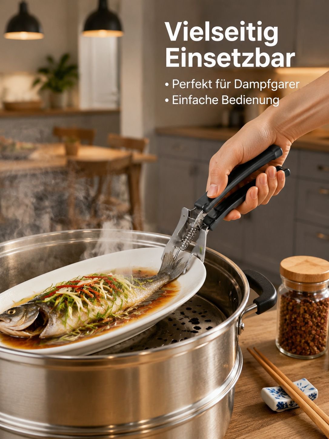 Dampfgarer-Tellerheber Edelstahl-Tellerzange
