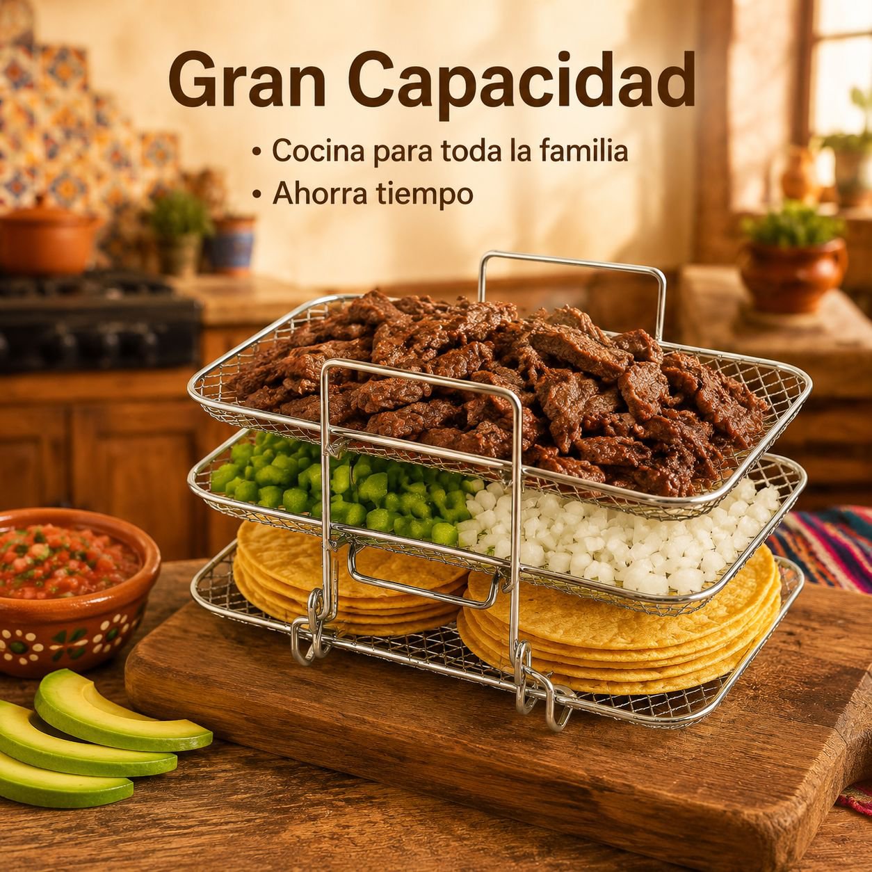 Rejilla de acero inoxidable para freidora de aire