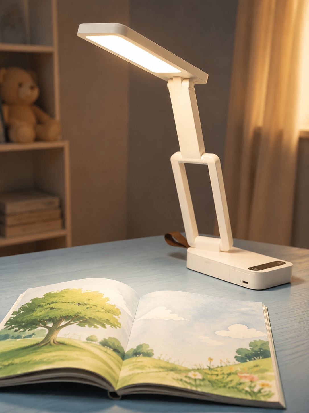 Lampe de bureau LED pliable avec horloge pour enfants