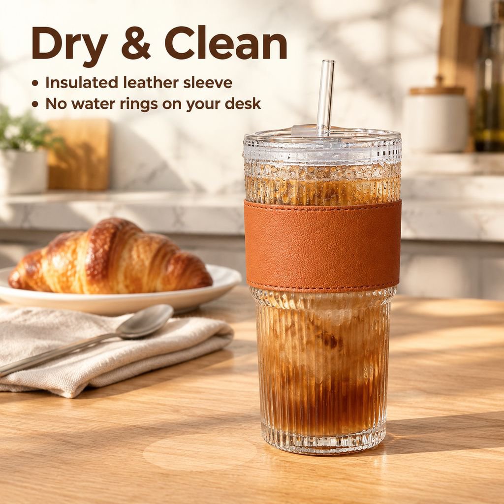 Vertical Stripe Clear Glass Cup