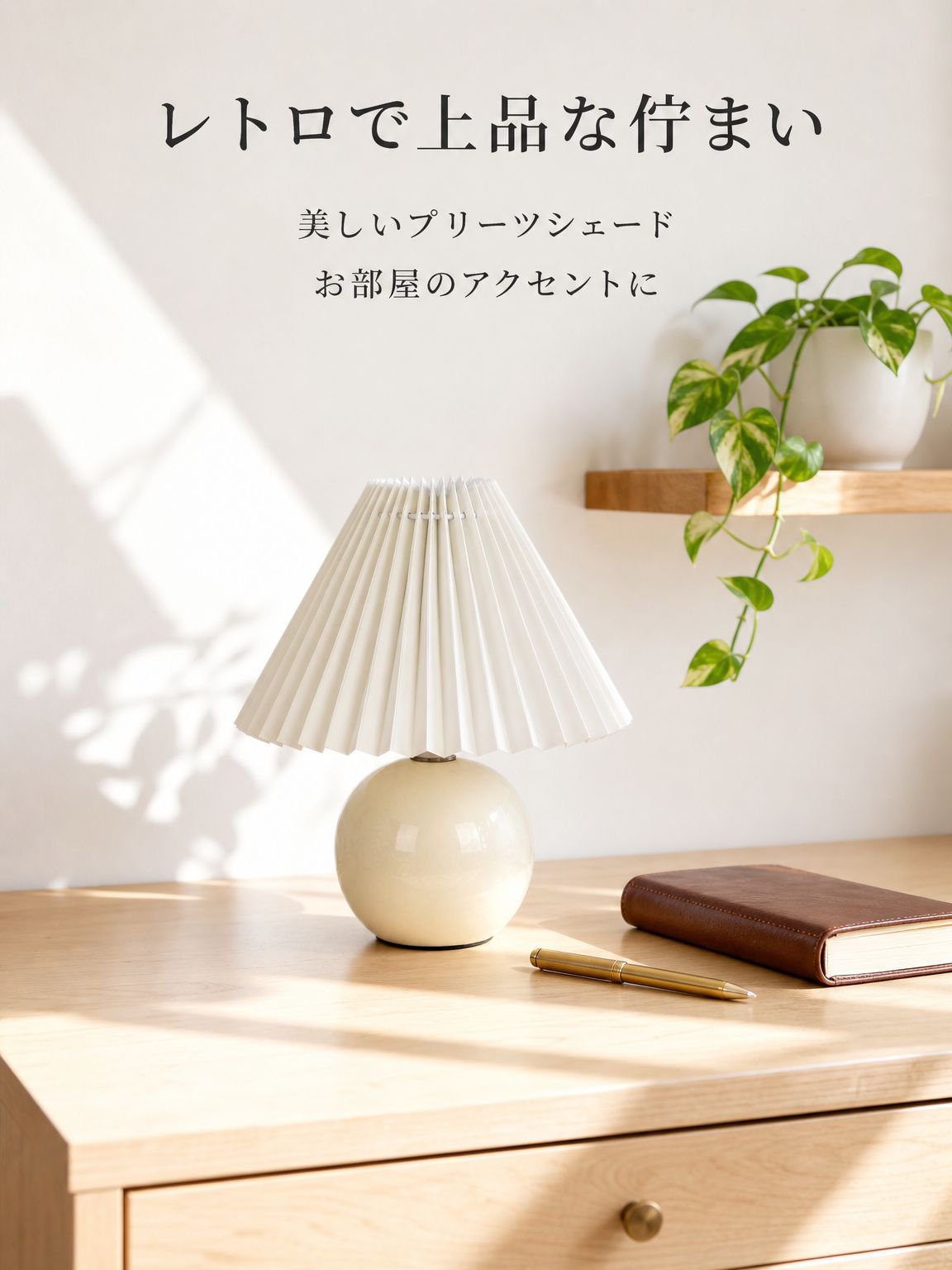 プリーツ加工のテーブルランプ