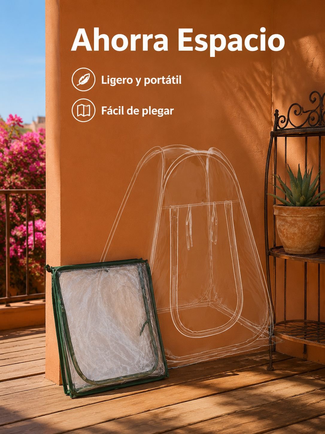 Mini invernadero de balcón, cubierta protectora transparente plegable para plantas