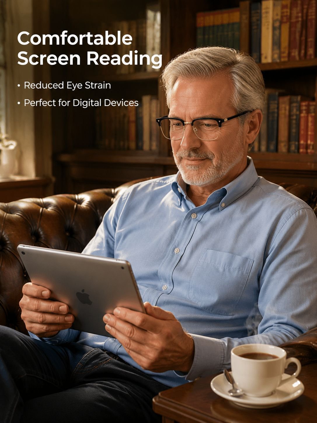 High-definition intelligent zoom half-rim reading glasses