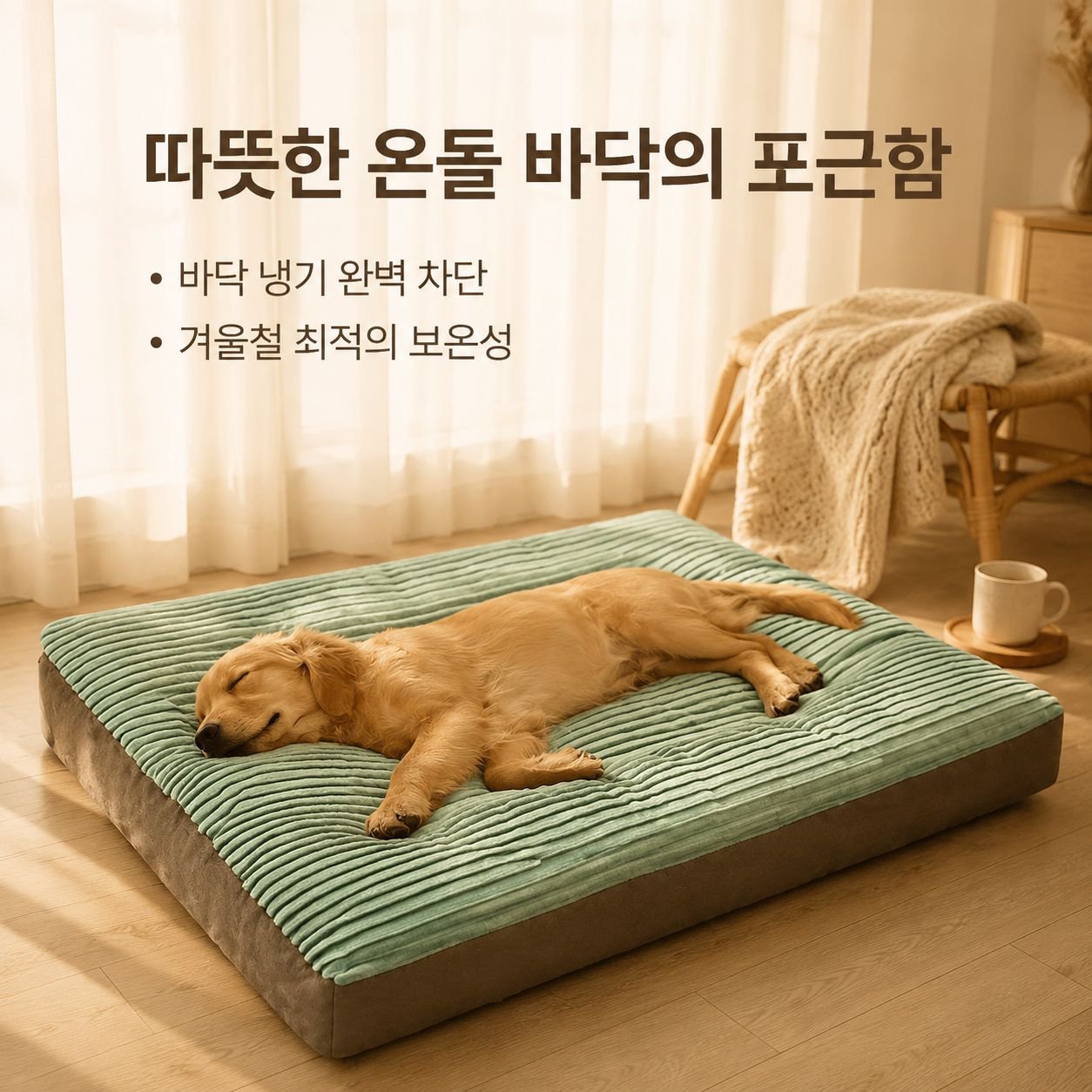 사각 형태의 내구성(물어뜯기 방지) 좋은 겨울용 반려견 매트 (분리 및 세탁 가능)