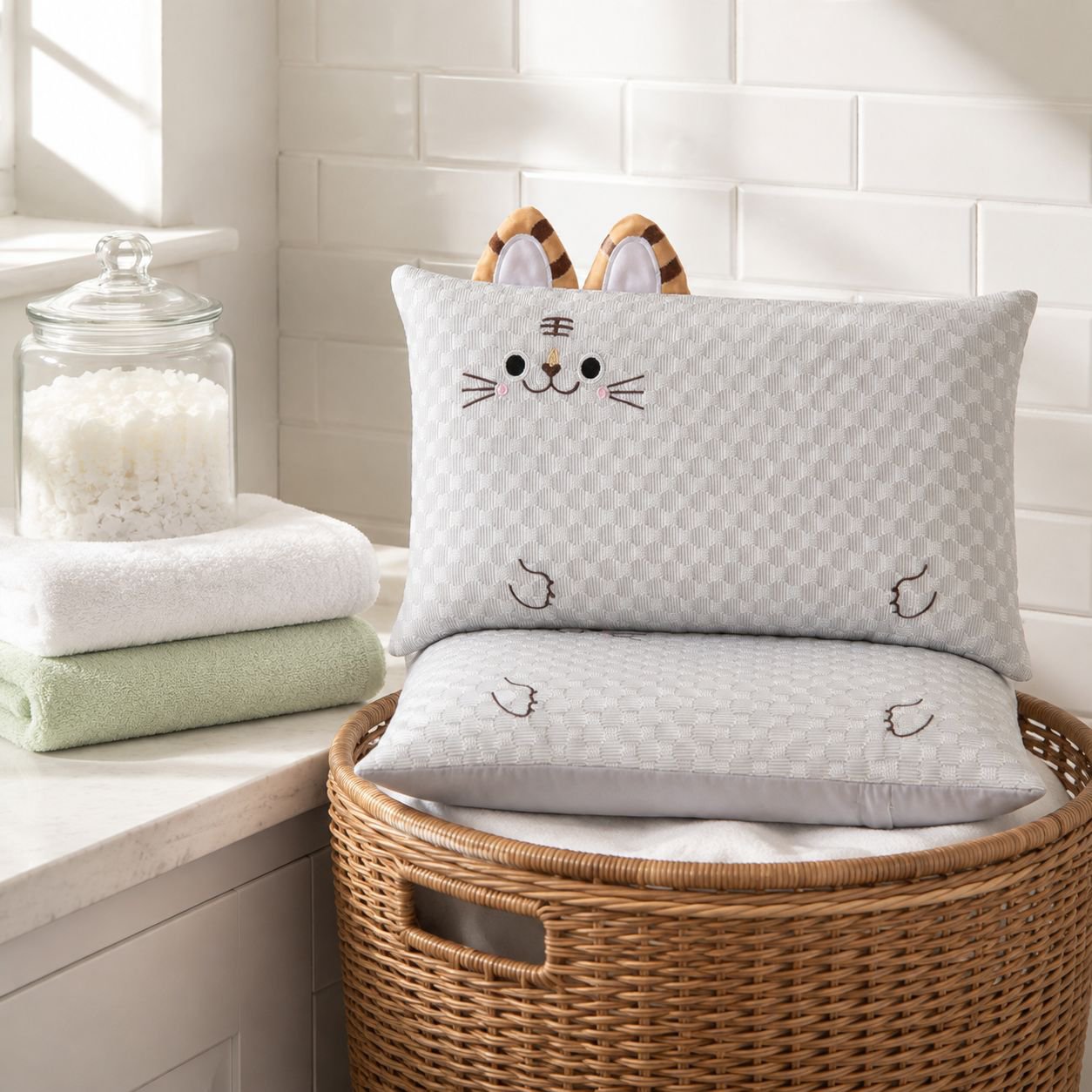 Breathable summer baby pillow material close-up