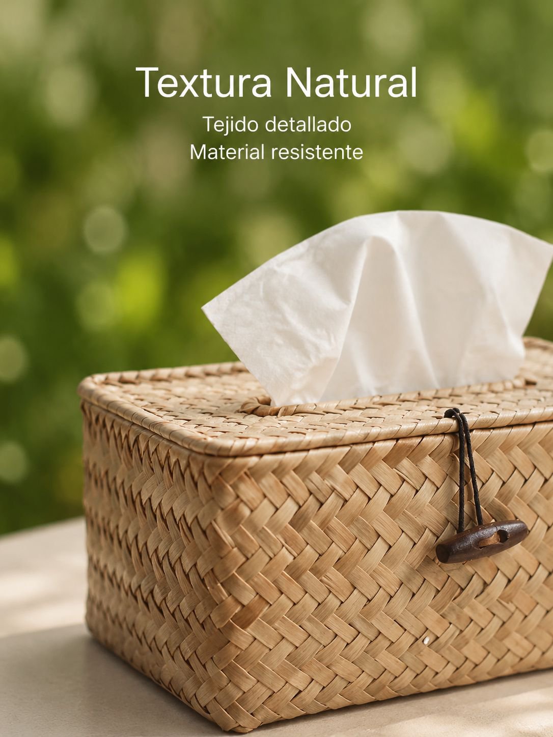 Caja de pañuelos tejida a mano de mimbre multifuncional con organizador de control remoto