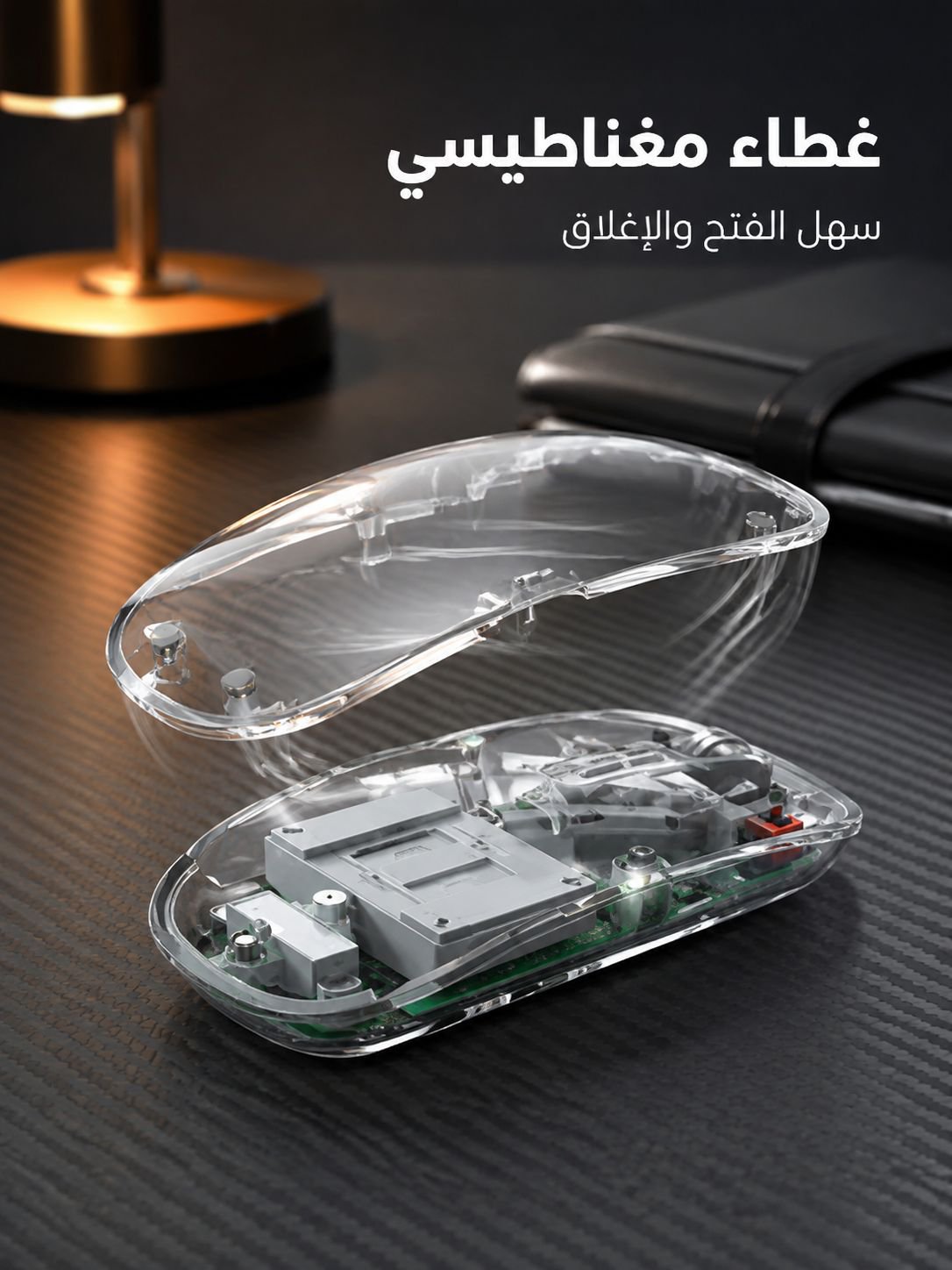 ماوس شفاف مع إضاءة LED ملونة