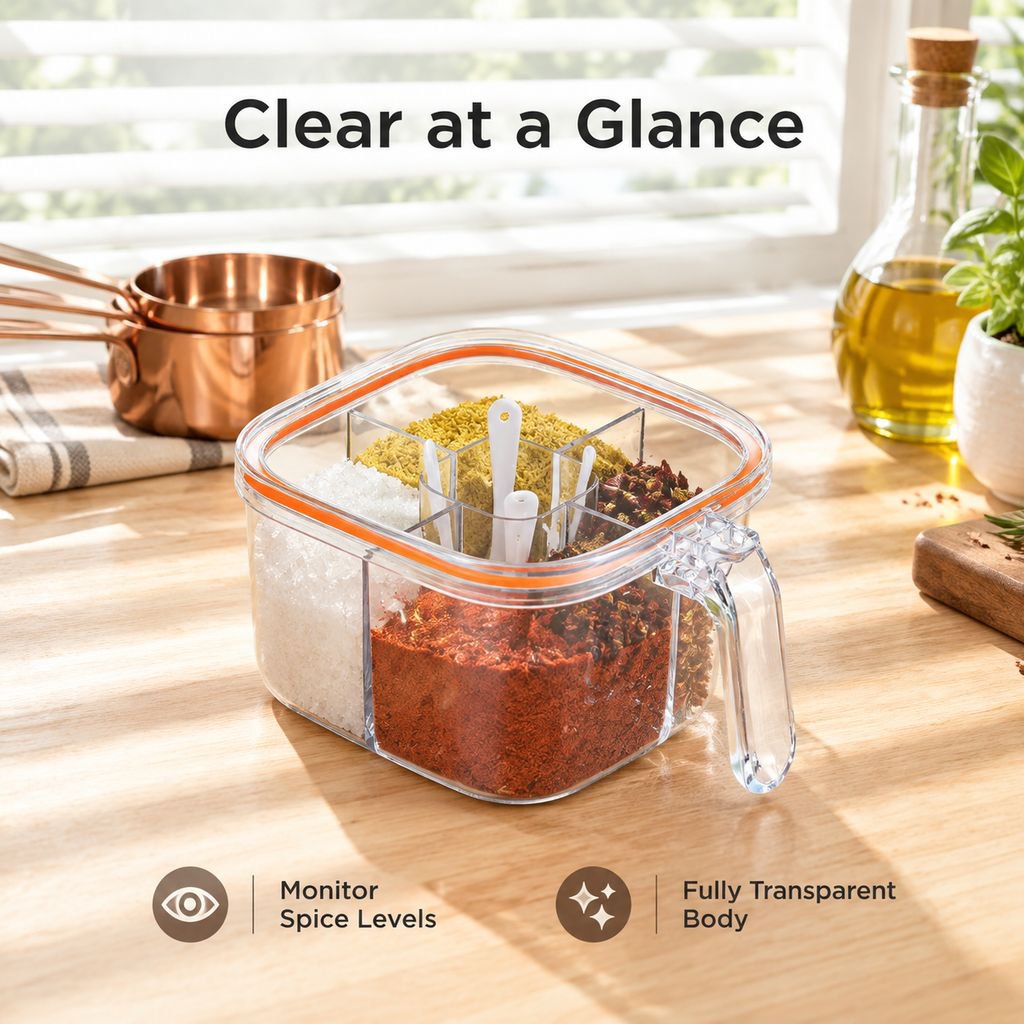 Multi-Grid Clear Seasoning Box Multi-Compartment Kitchen Spice Storage Container