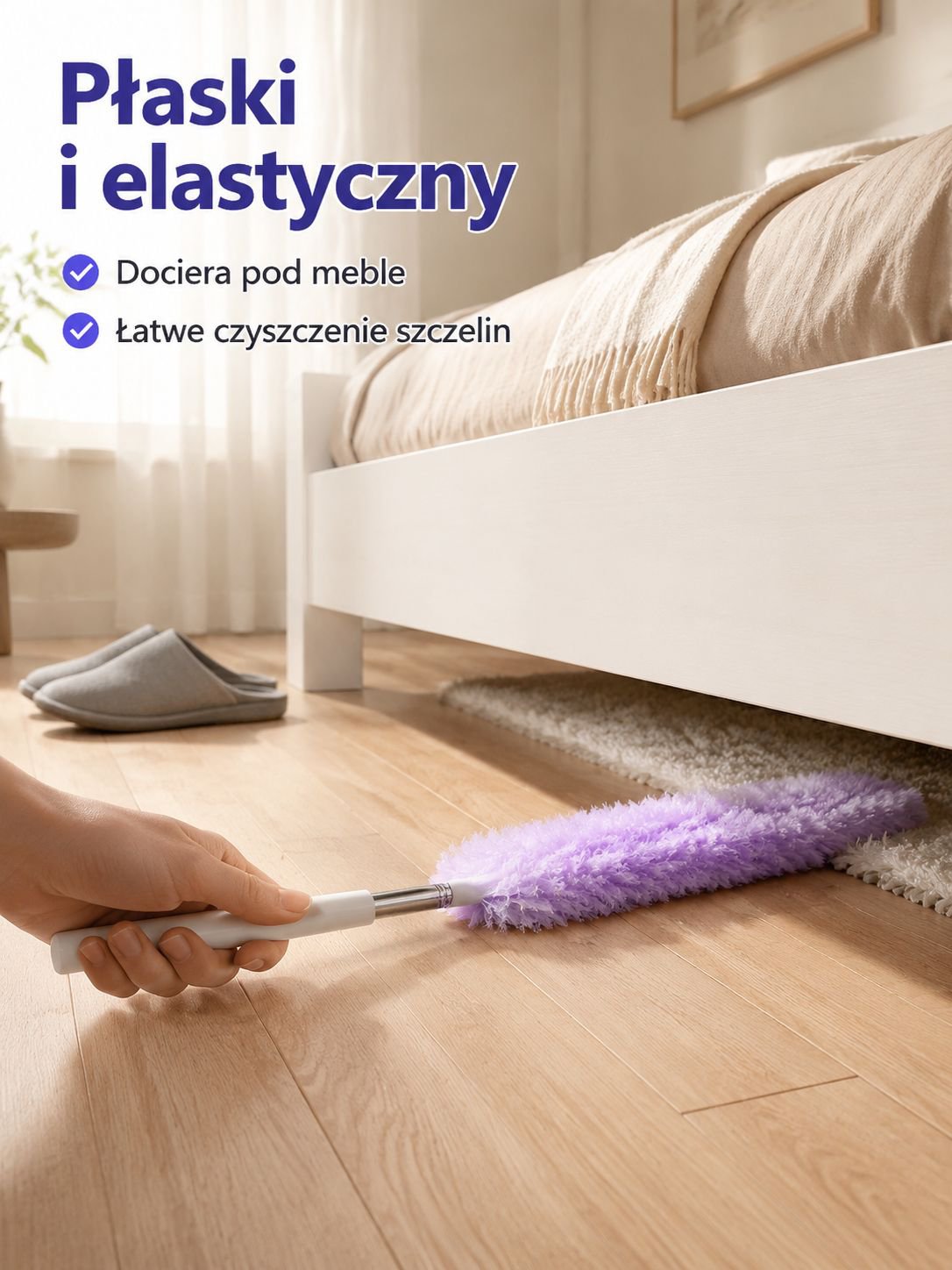 Rozciągana szczotka do kurzu z właściwościami antystatycznymi