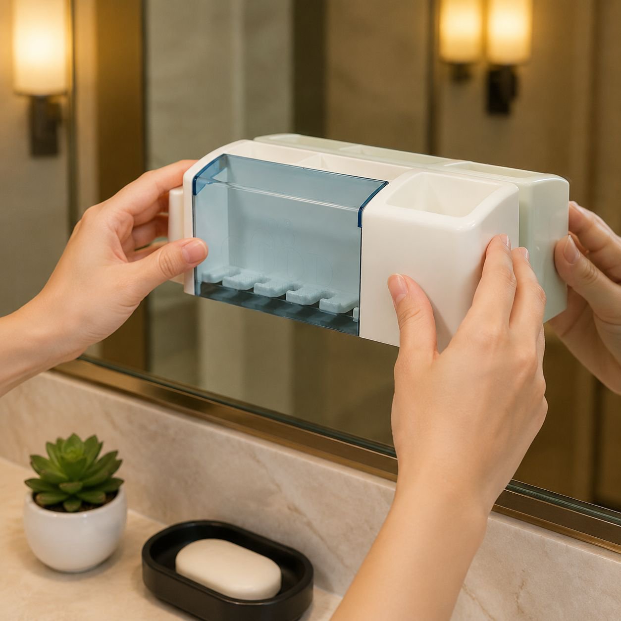 Wall-mounted electric toothbrush holder for bathroom, no drilling required, wash cup and toothbrush 