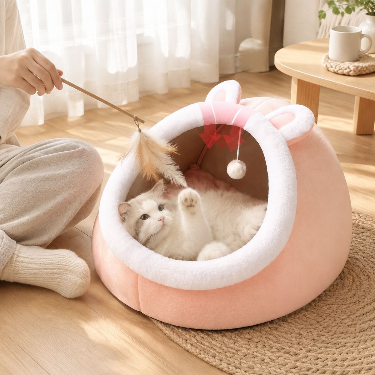 取り外し可能なクッション付きペットハウス