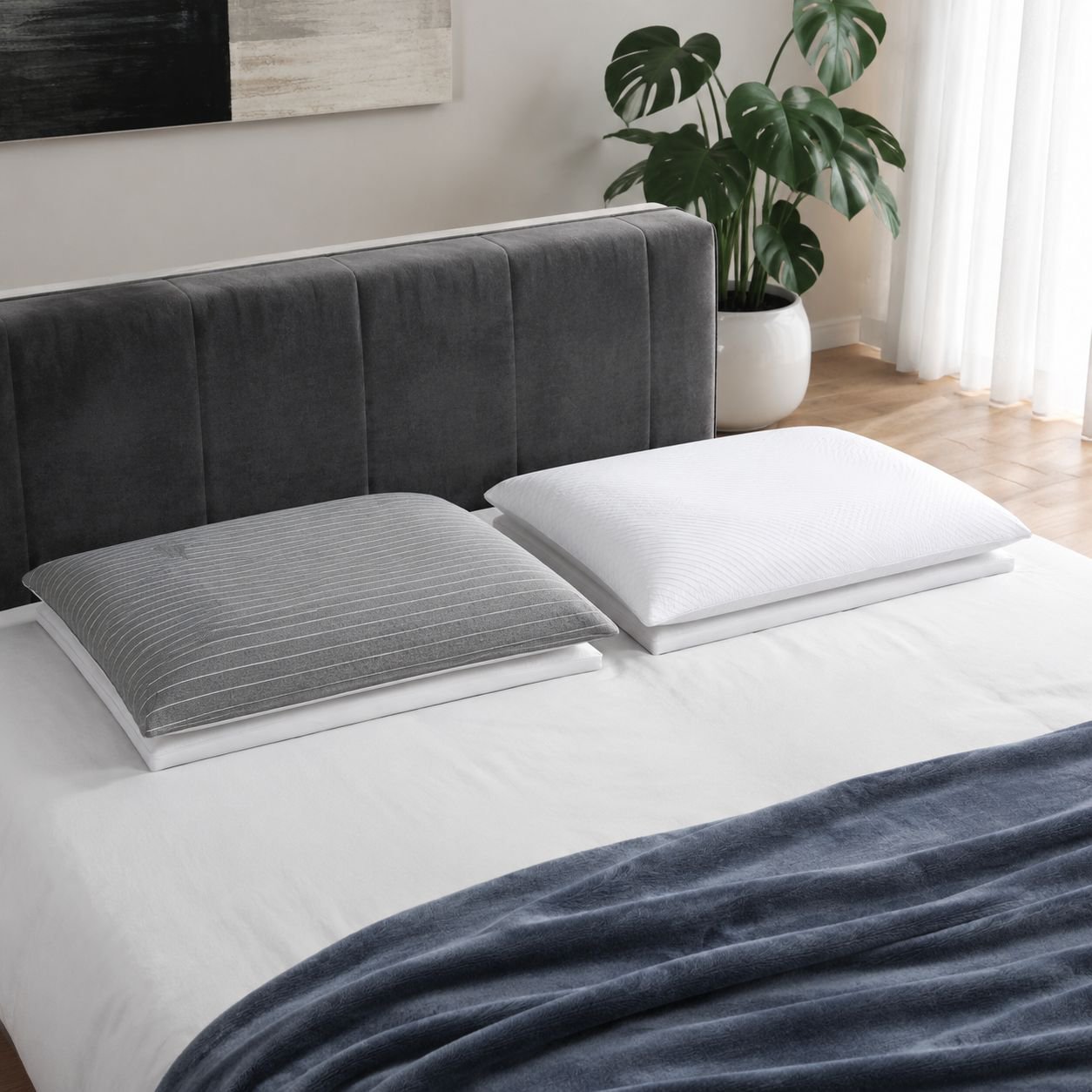 Almohada de cuello de algodón para hotel, versión AB, memoria lenta de rebote, dos en uno