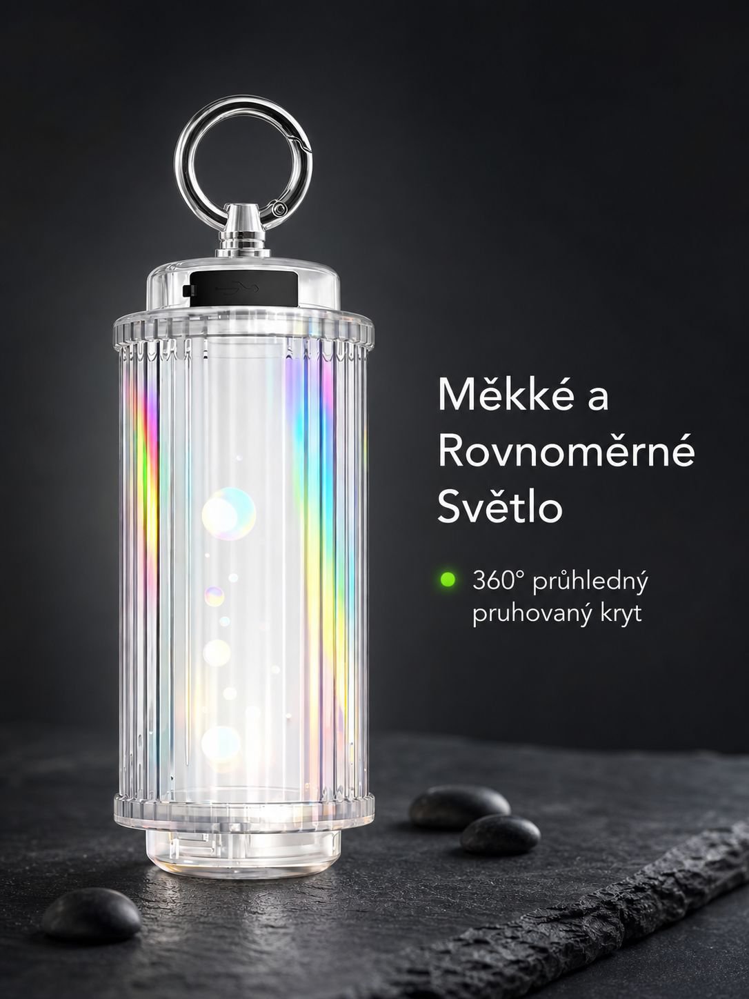 Detail atmosférické lampy do stanu při nočním osvětlení