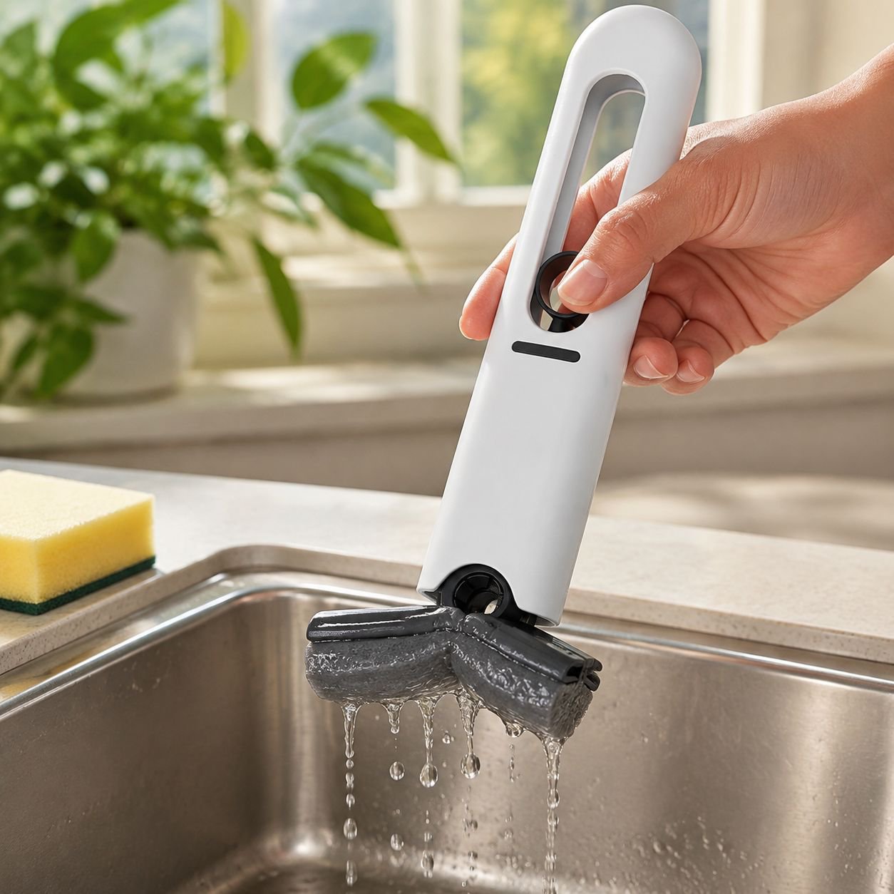 Compact sponge mop for small spaces