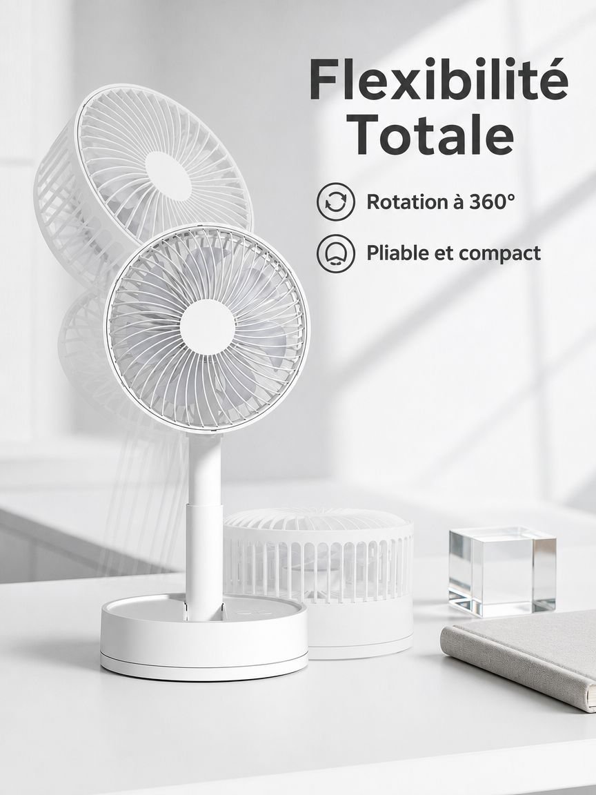 Ventilateur de bureau portable USB silencieux avec minuterie