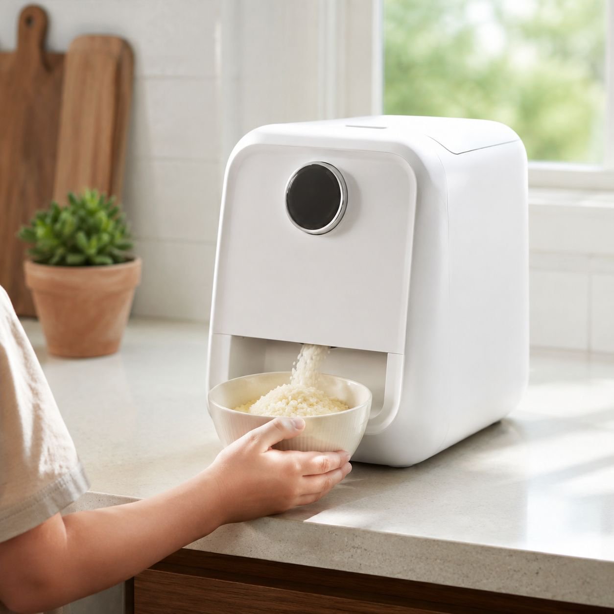 Cubo de arroz automático de 10kg con apertura inferior