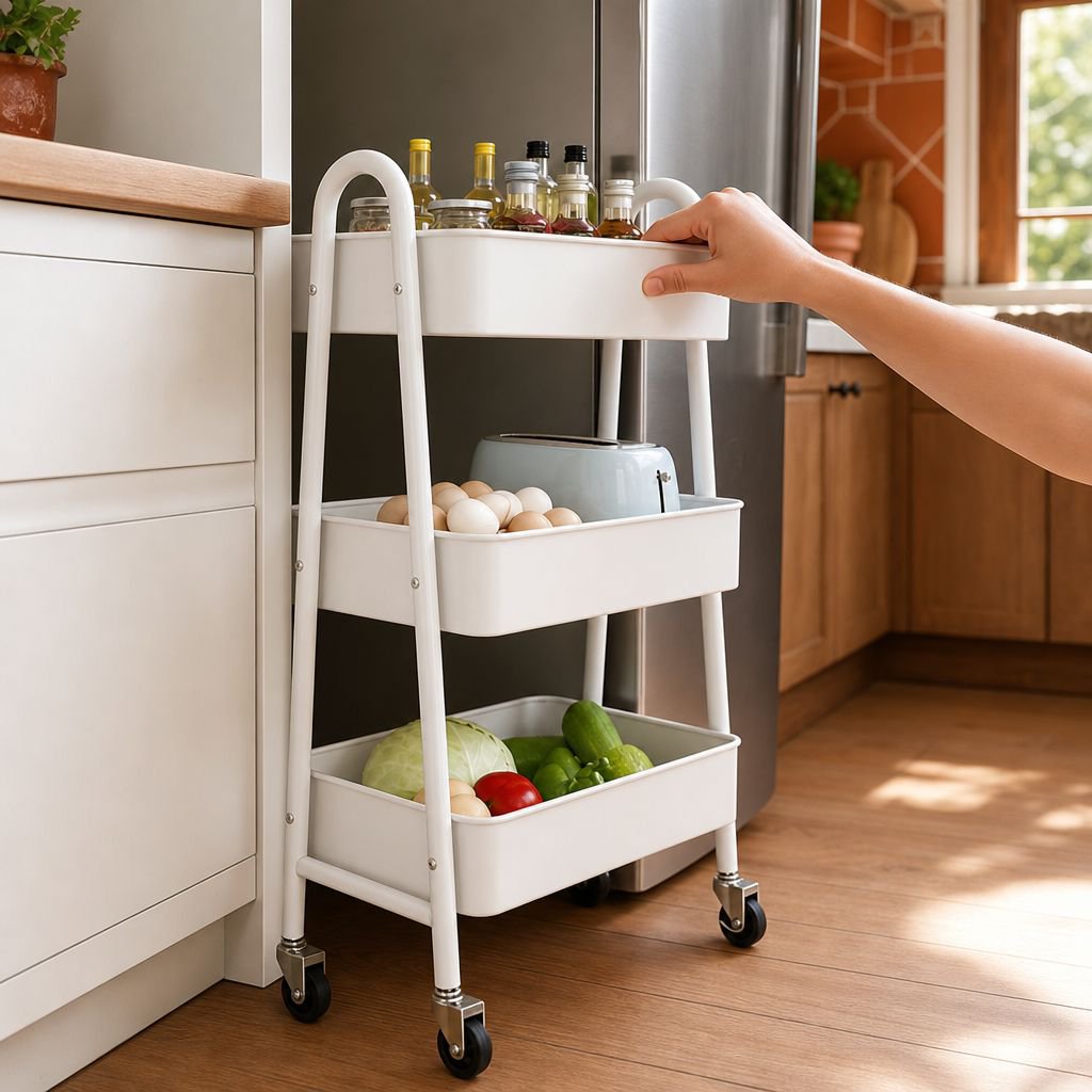 Organizador extraíble de cocina con utensilios y condimentos
