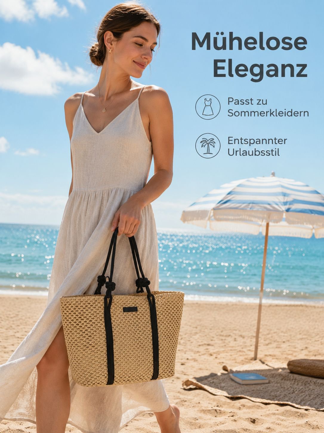 Strand- und Urlaubstil modische geflochtene Tragetasche