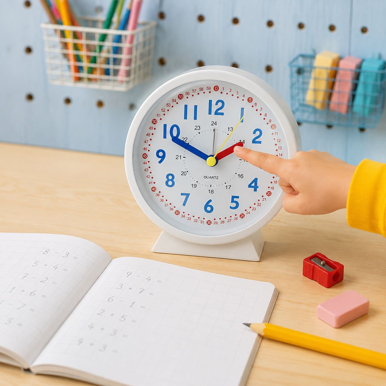 Quiet learning clock for classroom use