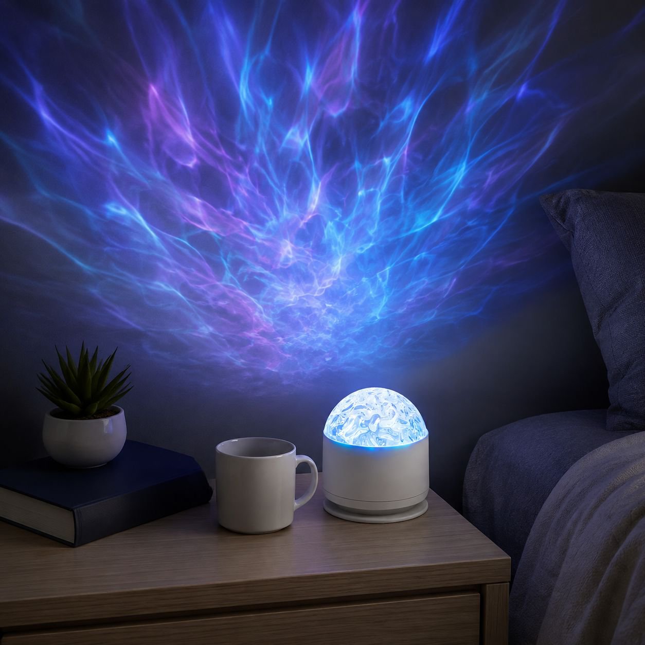 Lámpara Creativa de Proyección de Agua y Aurora Boreal, Cielo Estrellado para Dormitorio