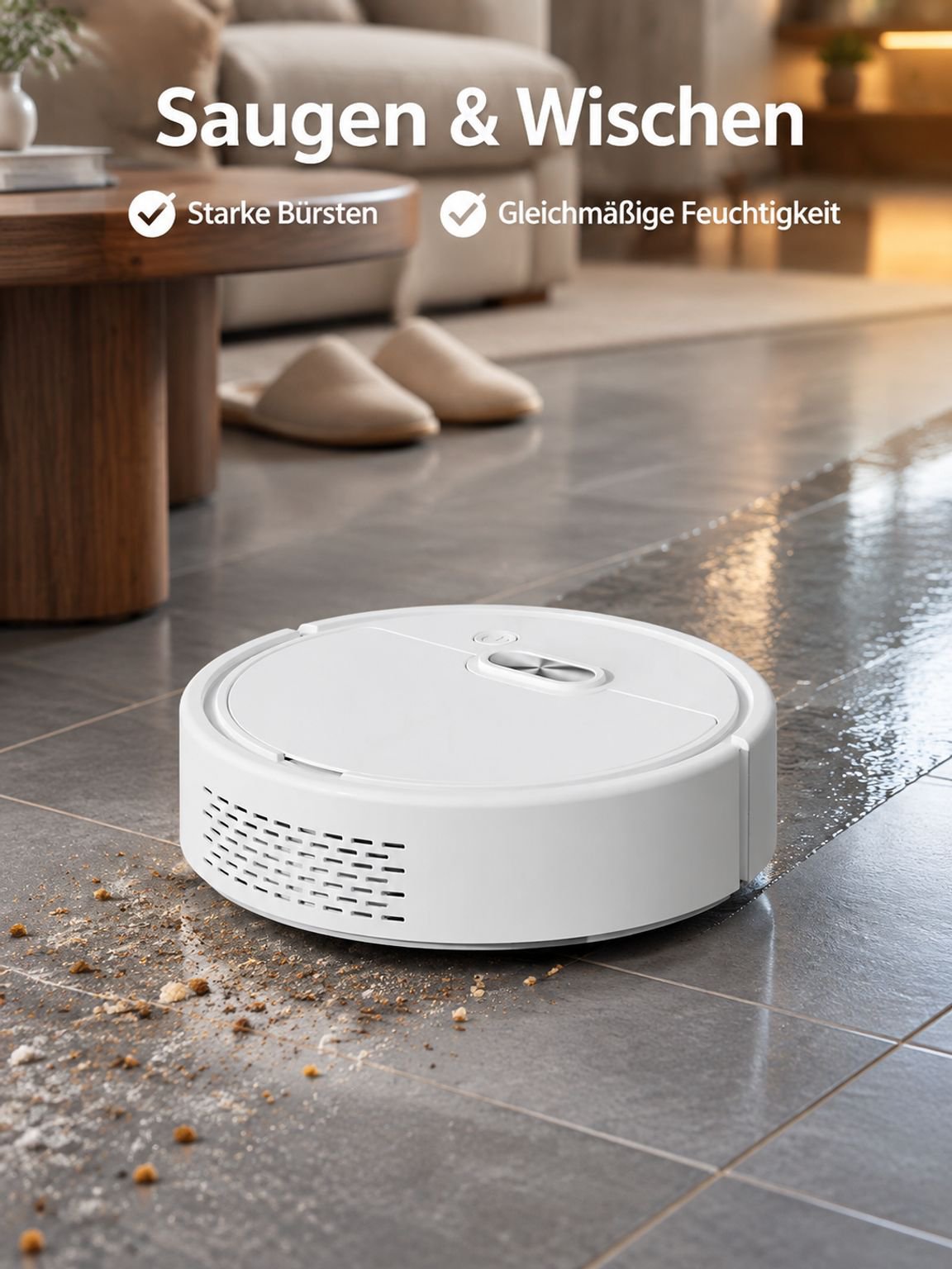 Intelligenter Haushaltsroboter zum Staubsaugen und Wischen