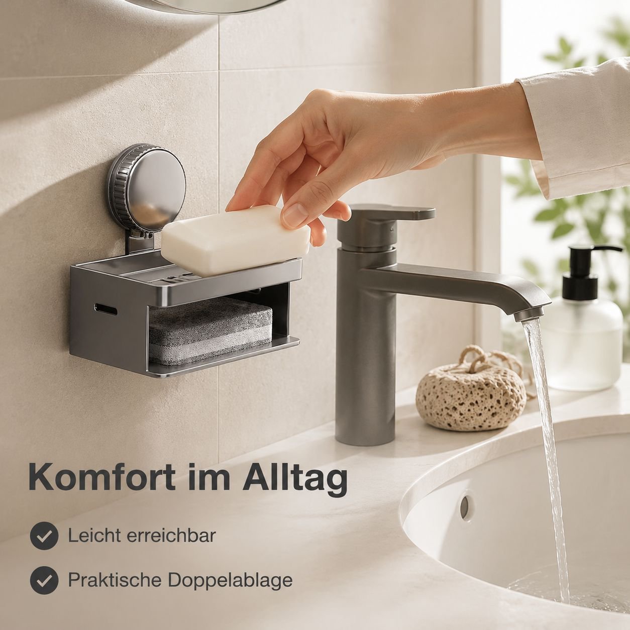 Seifenablage mit Saugnapf für das Badezimmer
