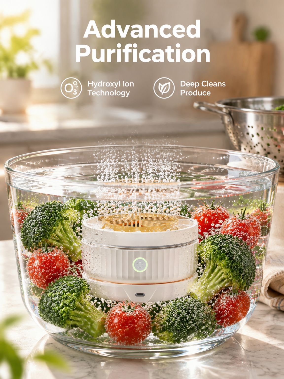 Food-grade wireless fruit and vegetable washer and sterilizer