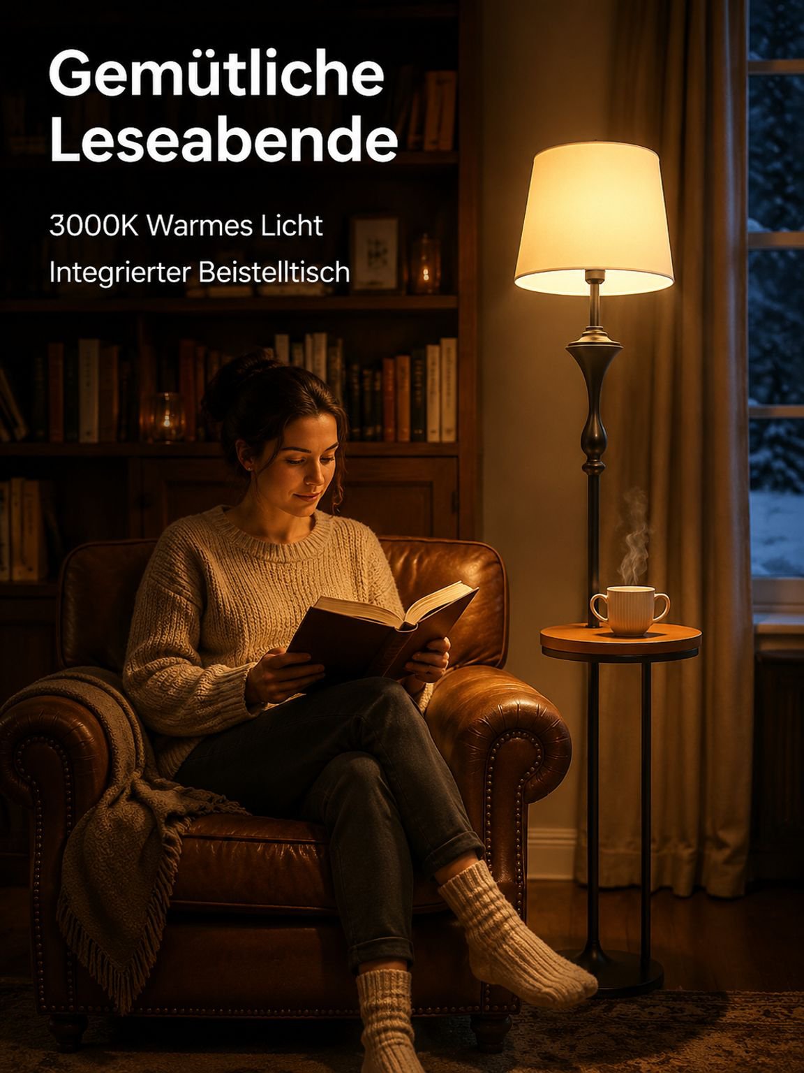 Multifunktionale amerikanische Retro-Stehlampe mit Beistelltisch für Wohnzimmer und Schlafzimmer