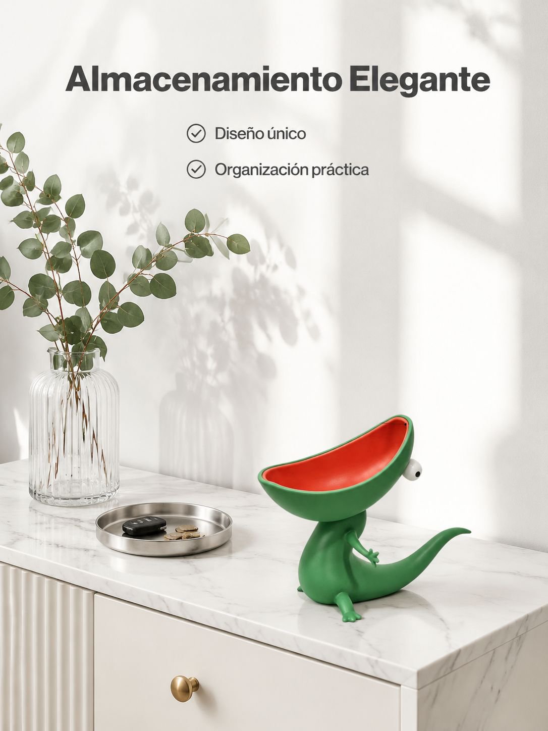 Caja decorativa de llaves con lagarto de resina