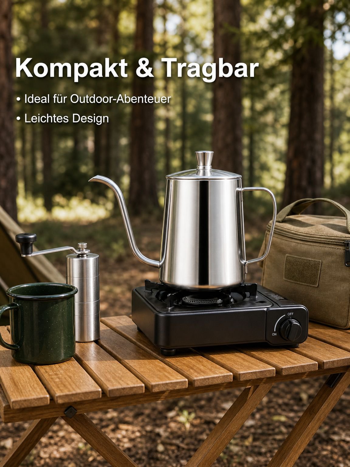 Tragbare Handfilter-Kaffeekanne aus Edelstahl mit langem Ausguss für den Hausgebrauch