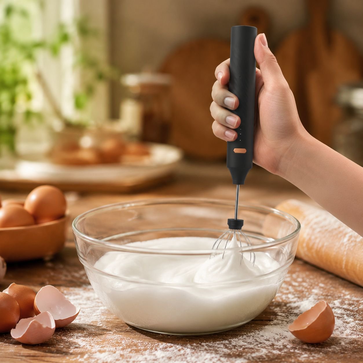 Batidor de huevos y espumador de leche multifuncional