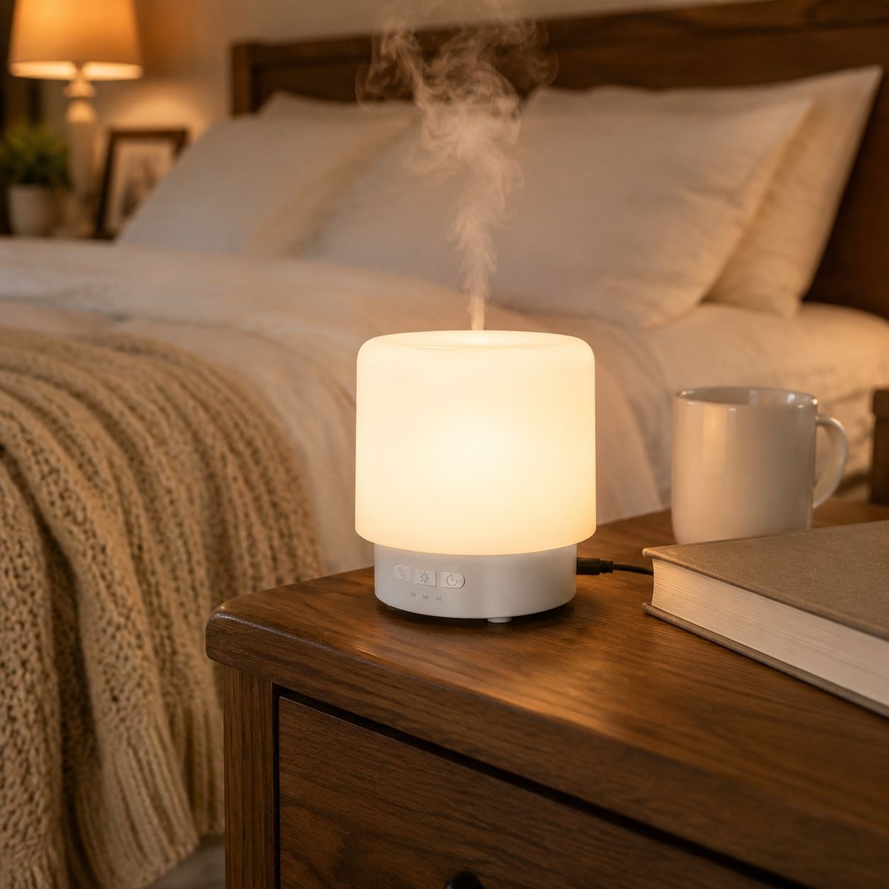 Desktop Seven-Color Light Aroma Humidifier with 360° Rotating Design