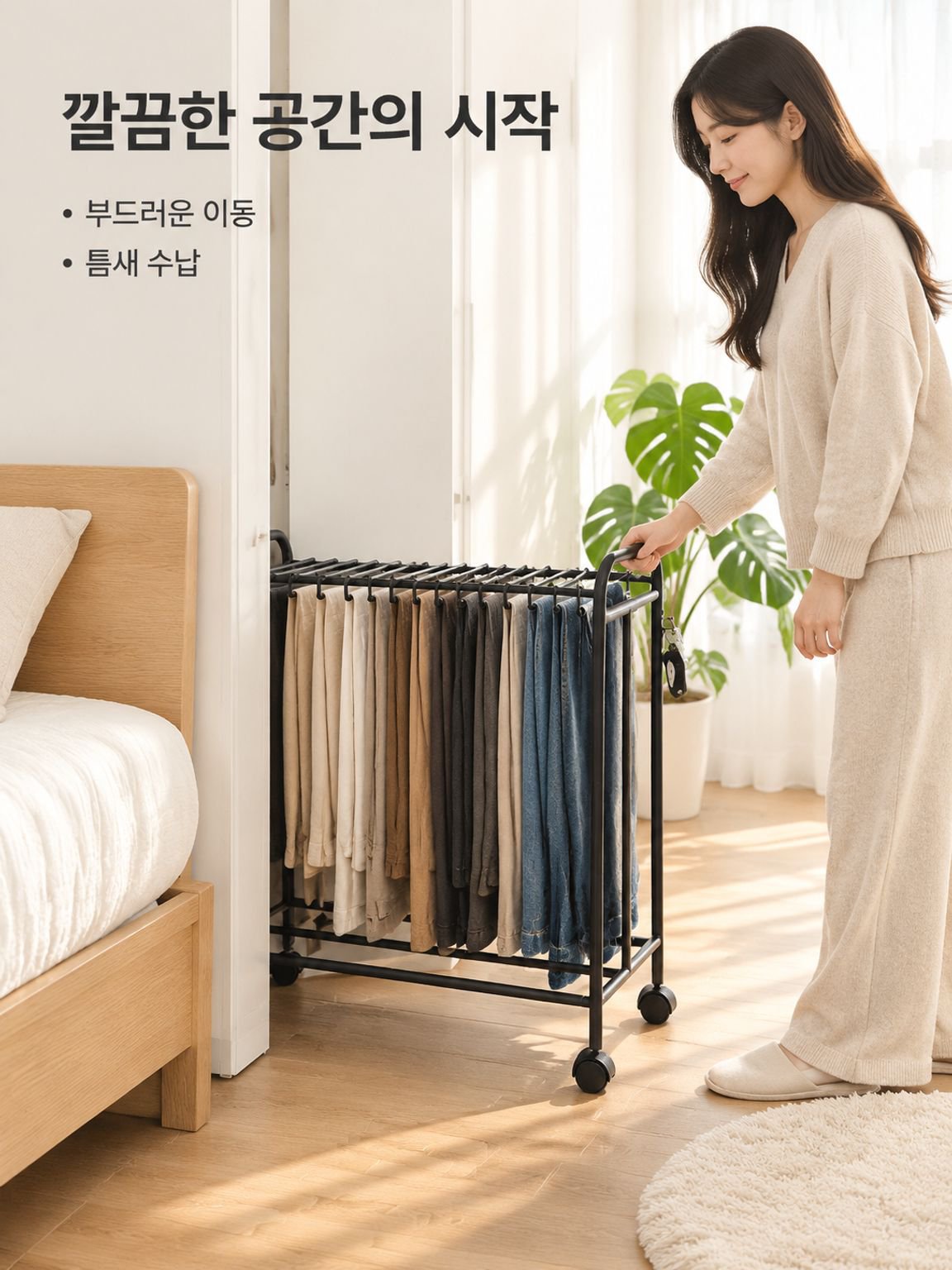 다기능 확장형 카트형 바지걸이 행거