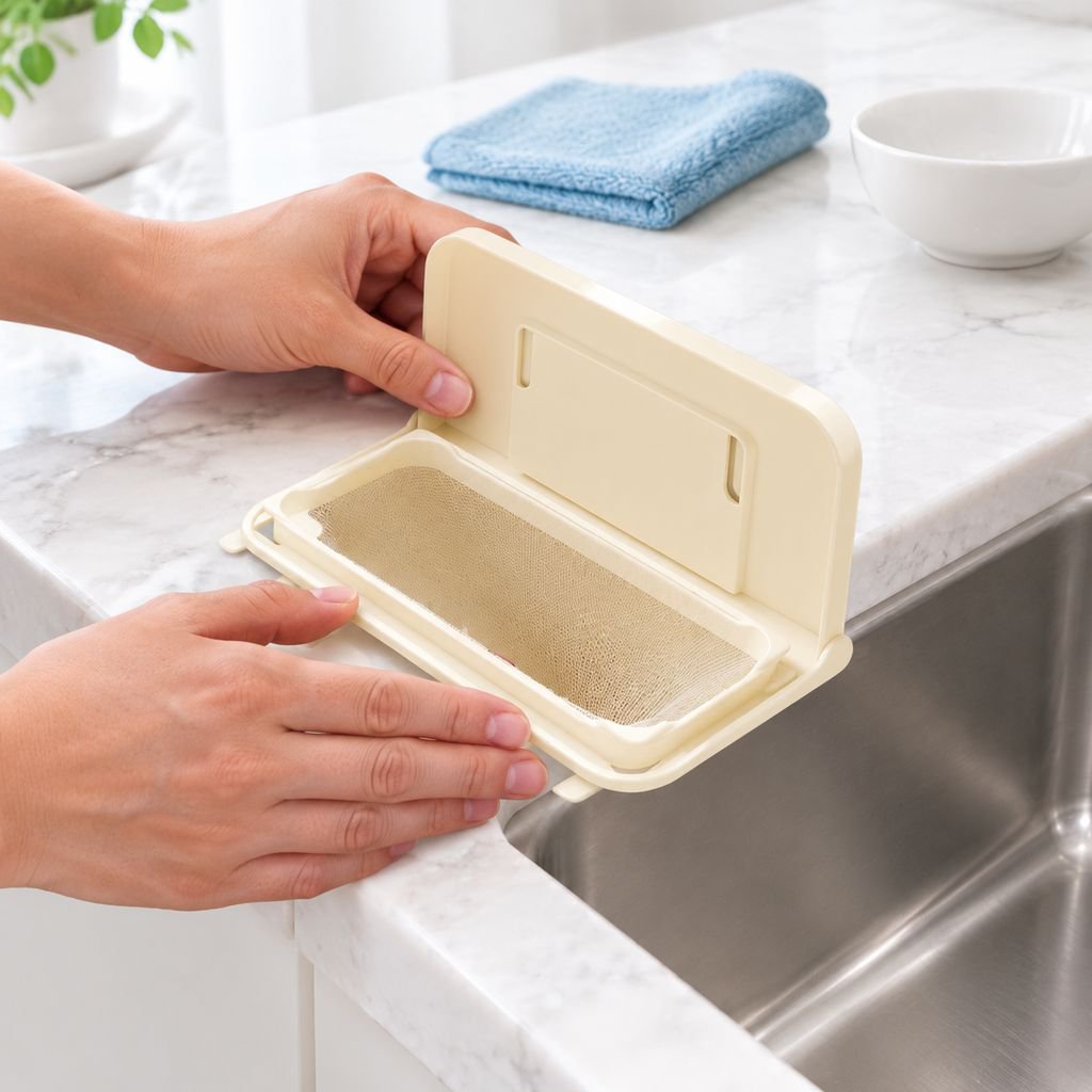 Soporte de malla para fregadero plegable