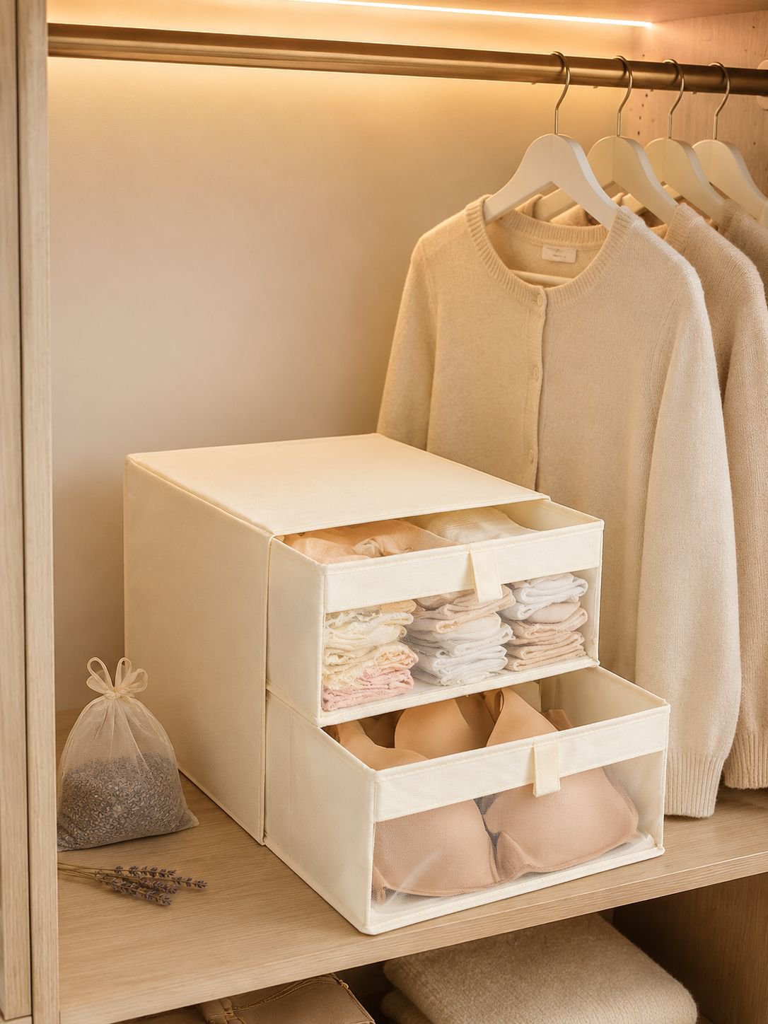 Boîte de rangement pliable en coton et lin pour vêtements, tiroir de rangement