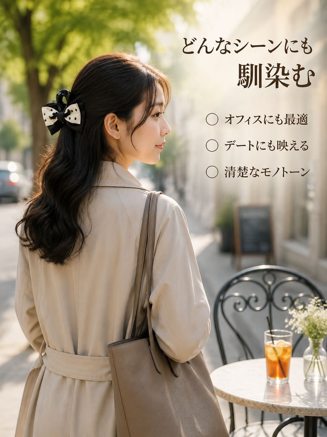 ドット柄気質リボンクリップ