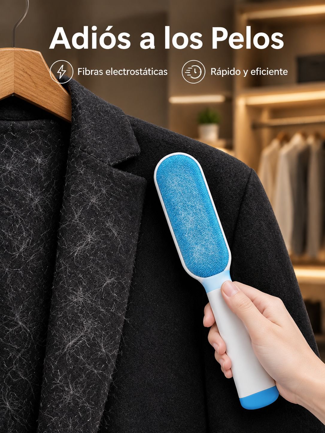 Cepillo electrostático para eliminar el polvo de la ropa