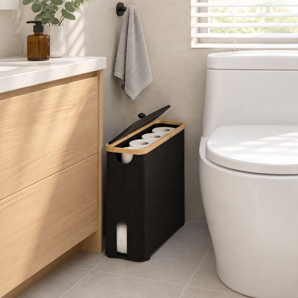 Cesta de almacenamiento de papel higiénico para baño Caja de almacenamiento de papel higiénico Estan