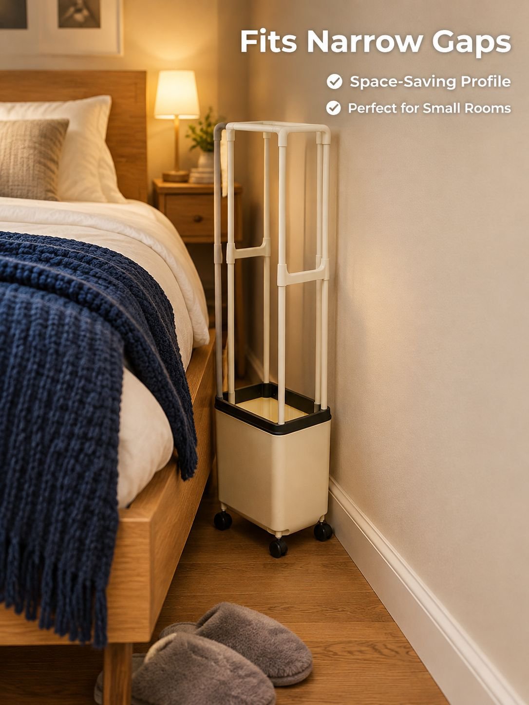 Bedside storage rack with wheels