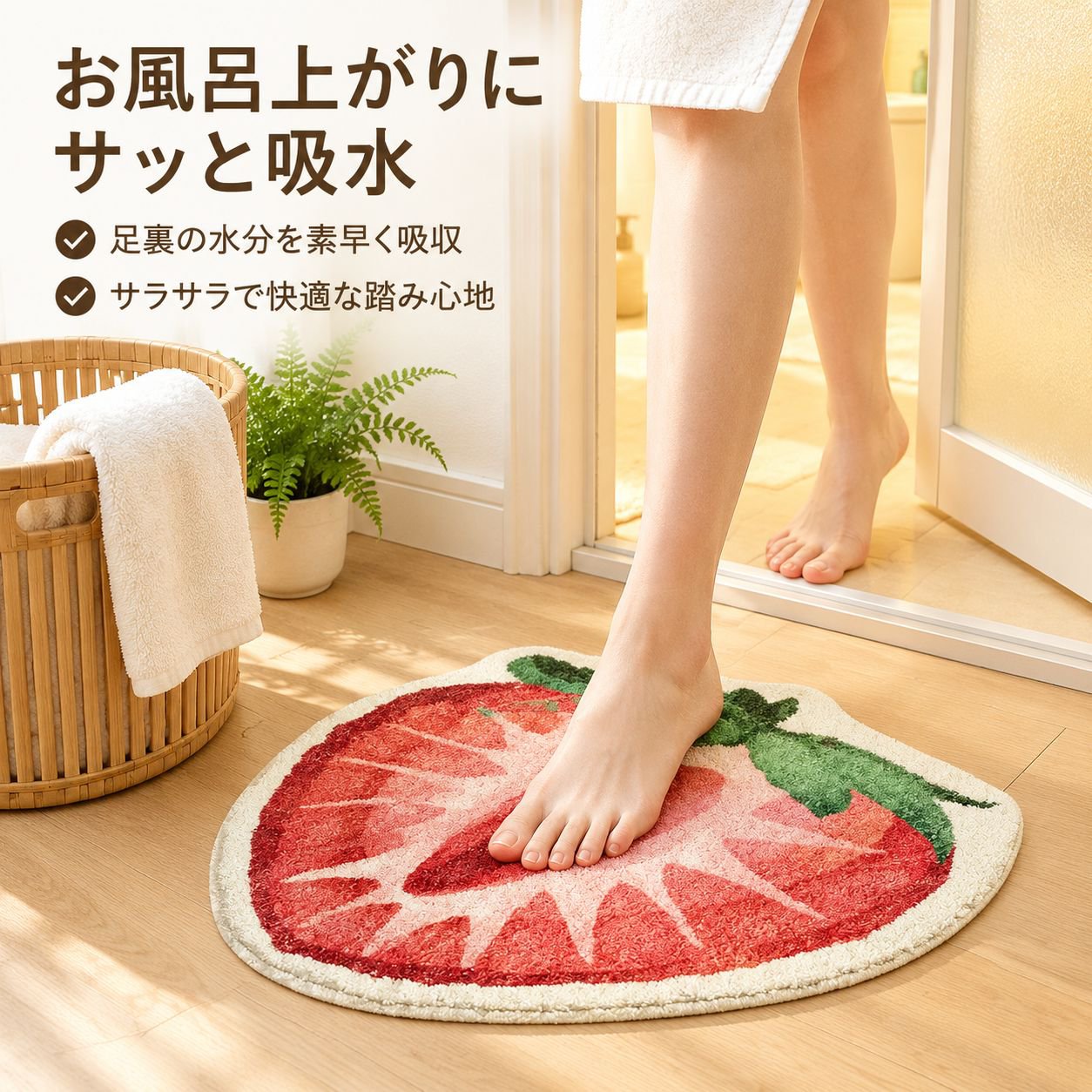 変形フェイクウールバスマット