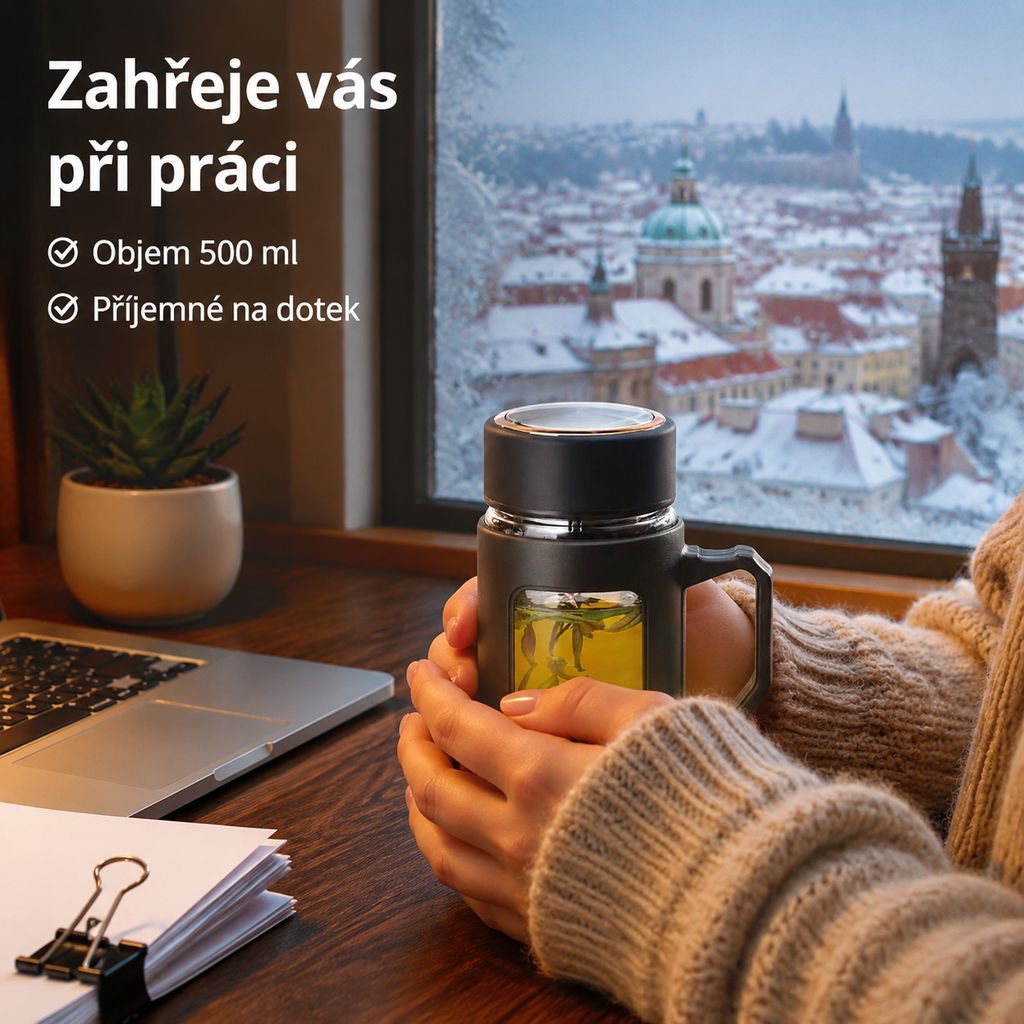 Velkokapacitní dvouvrstvý plastový skleněný hrnek, vhodný do kanceláře i domácnosti