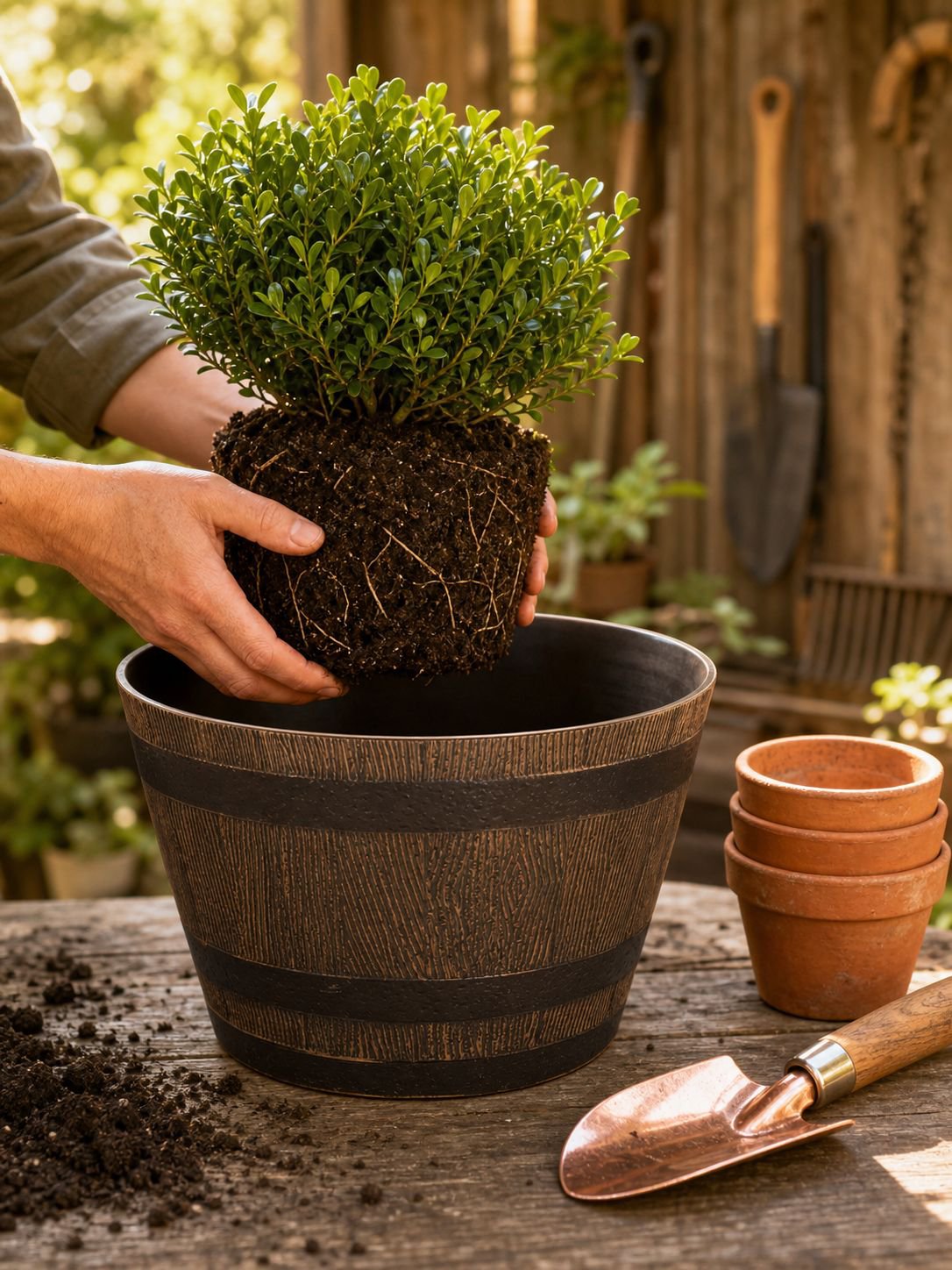 Weather-resistant plastic flower pot for balcony