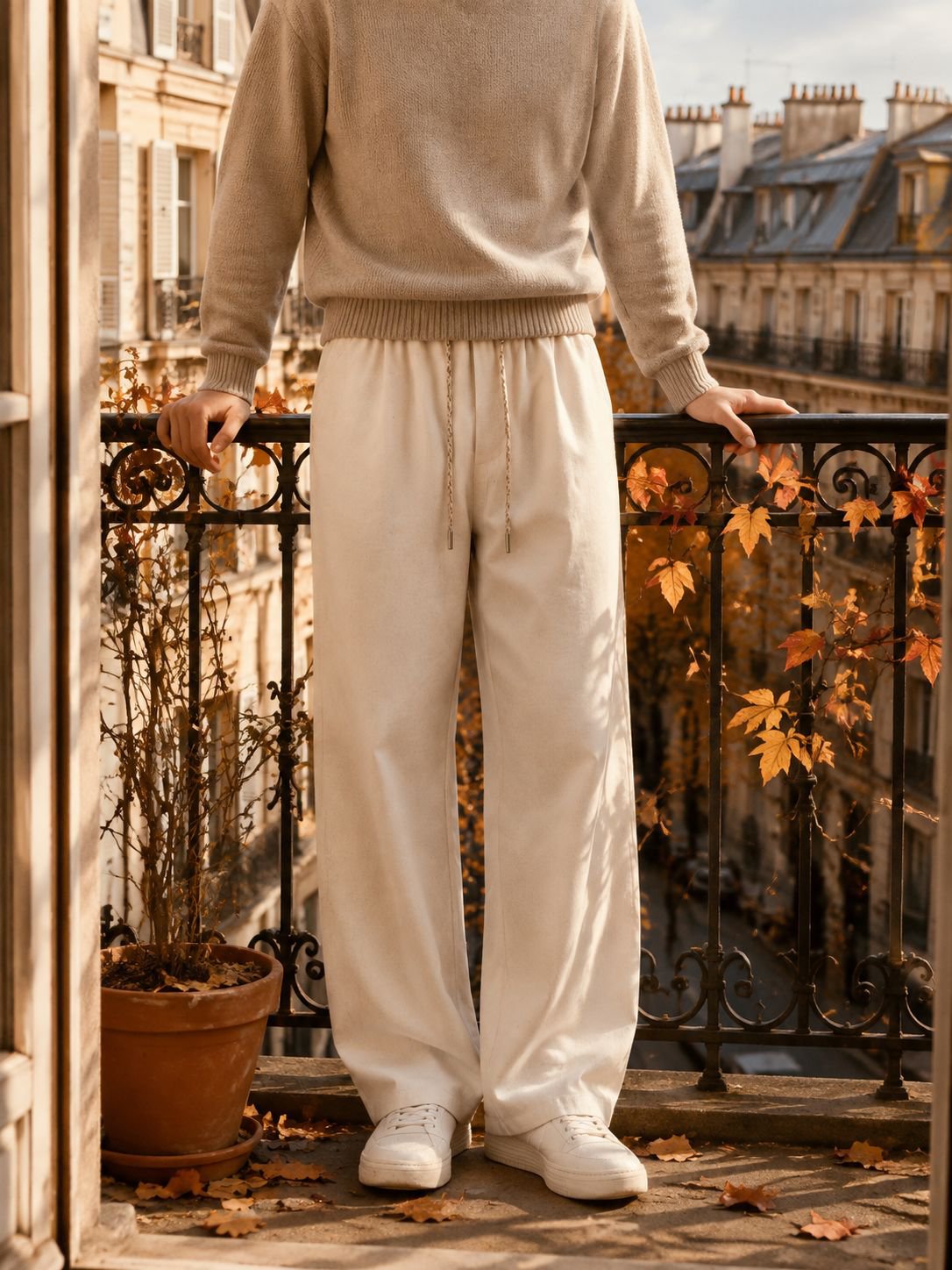 Détail du tissu respirant du pantalon homme