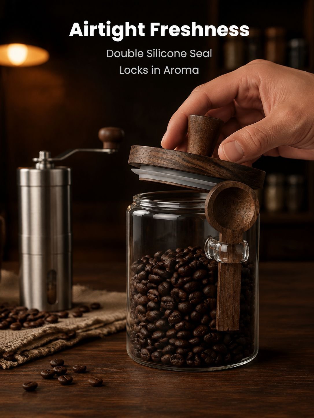 Glass Coffee Airtight Storage Jar