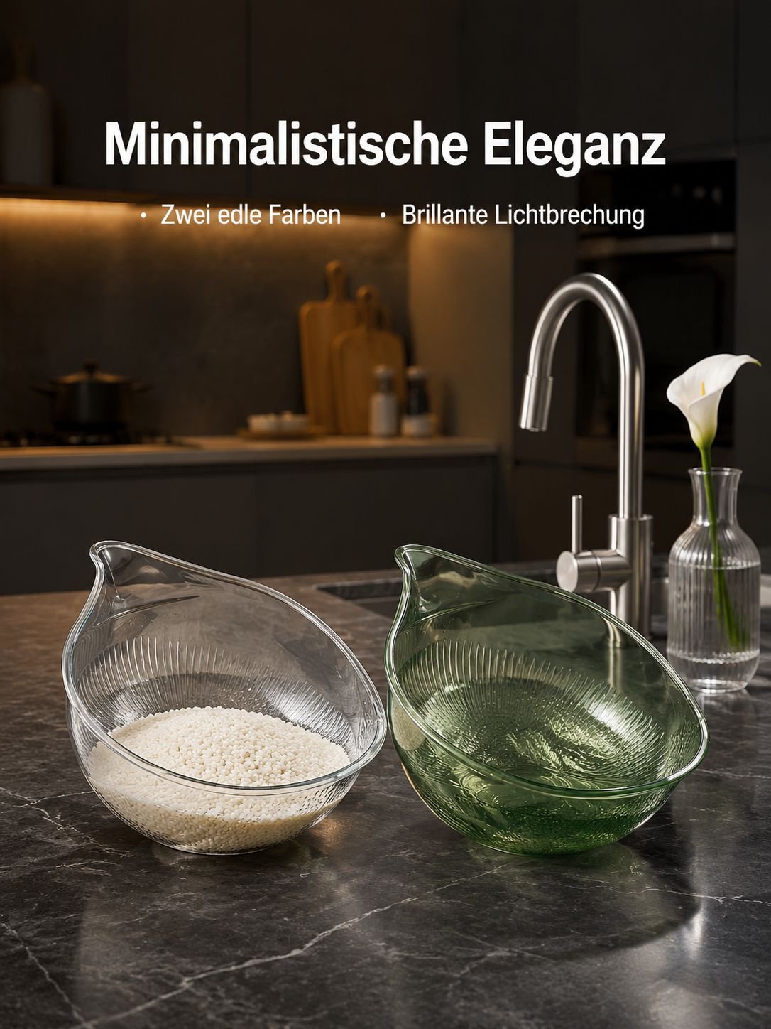 Multifunktionale Reisspül- und Abtropfschüssel