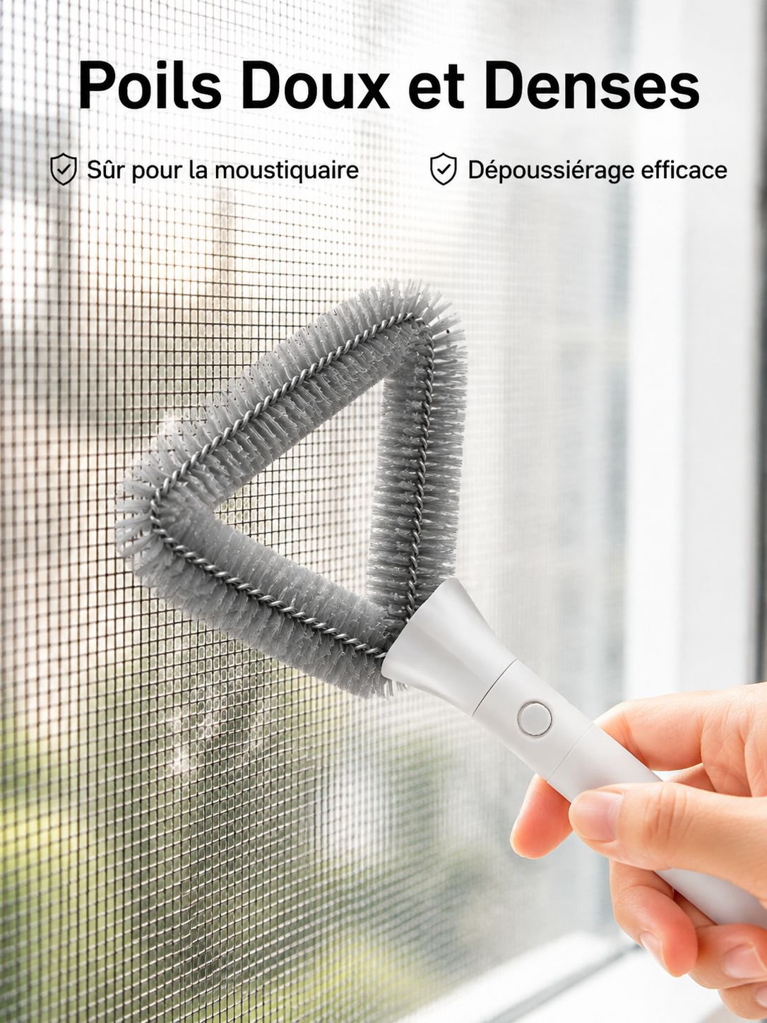 Brosse de nettoyage pour moustiquaire sans démontage