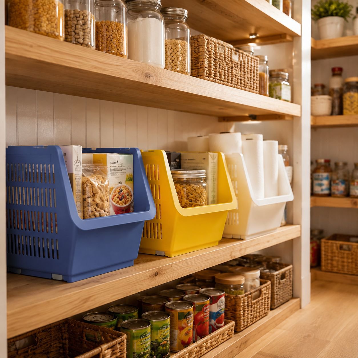 Cesta de almacenamiento reforzada para cocina y hogar