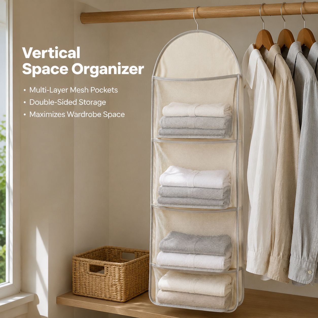 Multi-layer underwear storage hanging mesh bag